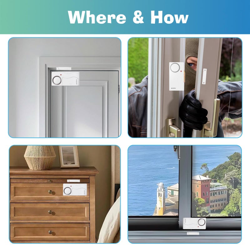 HENDUN Wireless Remote Door Alarm When Opened, Windows Open Alarms, Magnetic Security Sensor, Pool Safety for Kids, Alzheimer's Care - Image 5